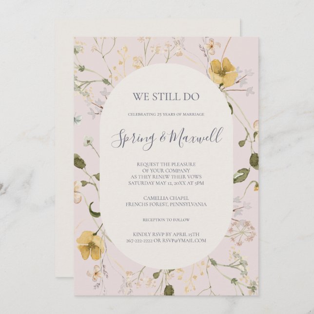 Spring Wildflower | Blush We Still Do Vow Renewal Invitation (Front/Back)
