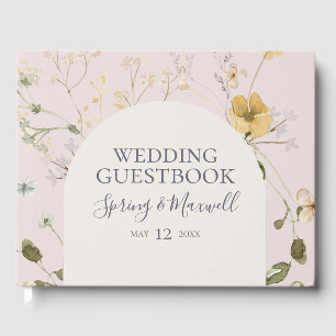 Spring Wildflower   blush Wedding Guest Book