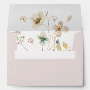 Spring Wildflower   Blush Wedding Invitation Envelope