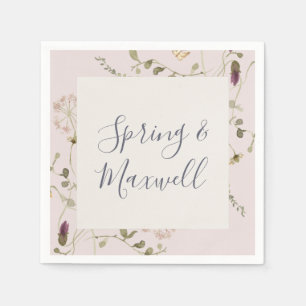 Spring Wildflower   Blush Wedding Napkins