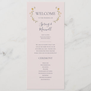 Spring Wildflower   Blush Wedding Program Programme