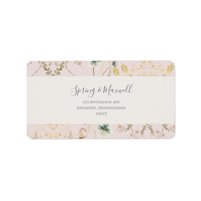 Spring Wildflower | Blush Wedding RSVP Address Label (Front)