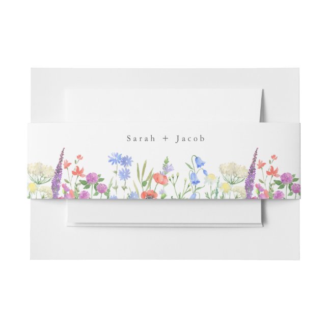 Spring Wildflower Boho Garden Wedding Invitation Belly Band (Front Example)