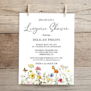 Spring Wildflower Botanical Bridal Lingerie Shower Invitation