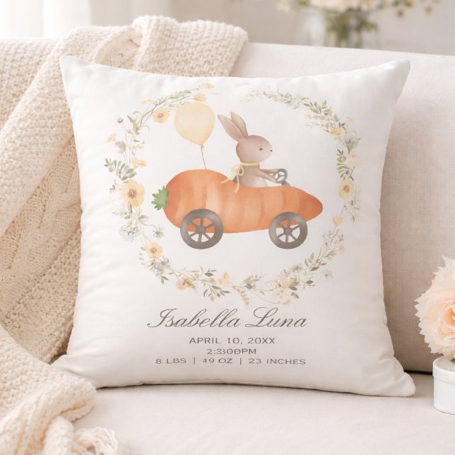 Spring Wildflower Bunny Rabbit Newborn Easter Gift Cushion (Creator Uploaded)