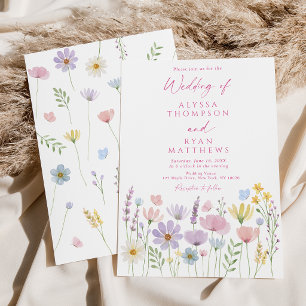 Spring Wildflower Butterfly Floral Garden Wedding Invitation