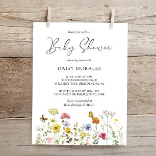 Spring Wildflower Colourful Botanical Baby Shower Invitation