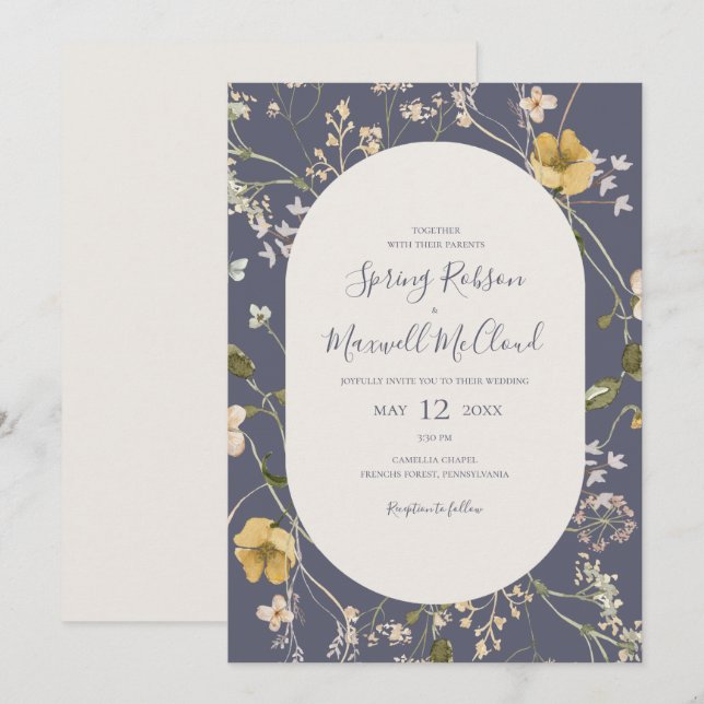 Spring Wildflower | Dusty Purple Casual Wedding Invitation (Front/Back)