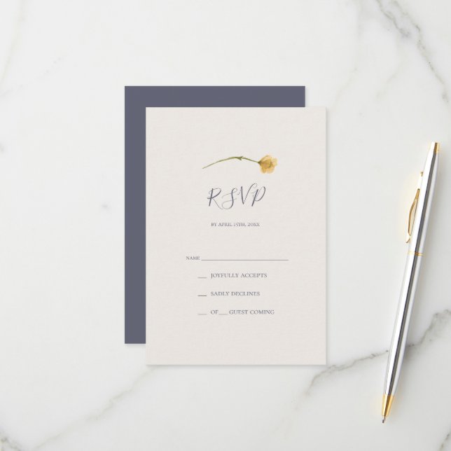 Spring Wildflower | Dusty Purple RSVP Card (Front/Back In Situ)