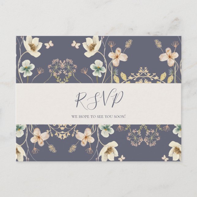 Spring Wildflower | Dusty Purple RSVP Postcard (Front)