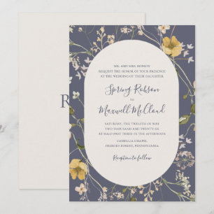 Spring Wildflower Dusty Purple Traditional Wedding Invitation