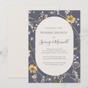 Spring Wildflower Dusty Purple Wedding Brunch Invitation