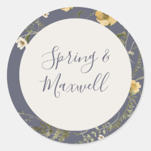 Spring Wildflower Dusty Purple Wedding Classic Round Sticker