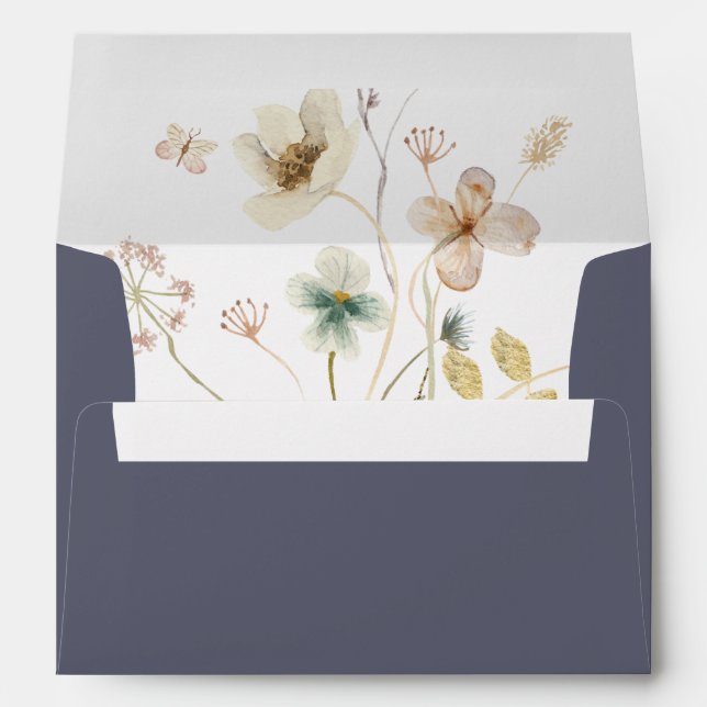 Spring Wildflower Dusty Purple Wedding Invitation Envelope (Back (Bottom))