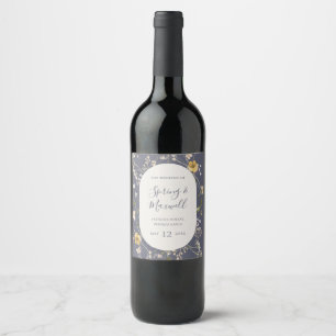 Spring Wildflower   Dusty Purple Wedding Wine Label