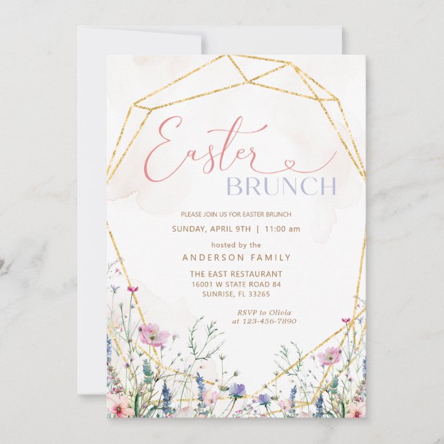 Spring Wildflower Easter Brunch Invitation (Front)