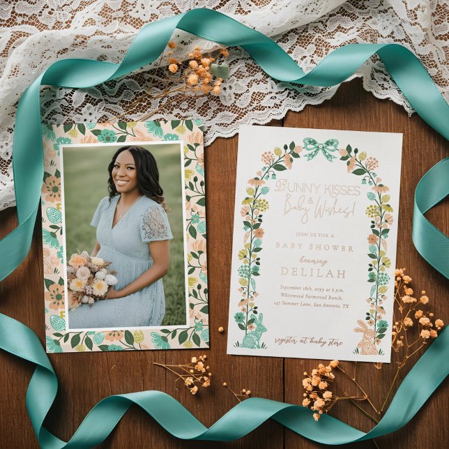 Spring Wildflower Easter Bunny Baby Shower Bow (Spring Wildflower Easter Bunny Baby Shower Bow Foil Invitation)