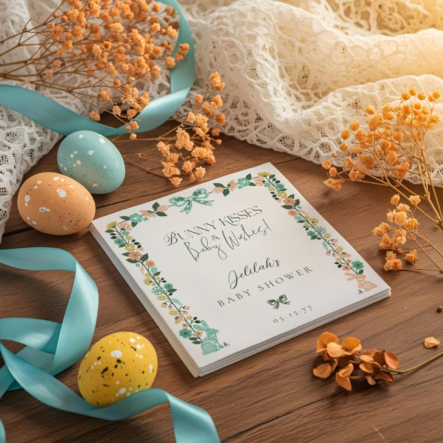 Spring Wildflower Easter Bunny Baby Shower Bow Napkin (Spring Wildflower Easter Bunny Baby Shower Bow Napkins)