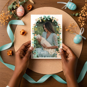 Spring Wildflower Easter Bunny Baby Shower Thank You Card