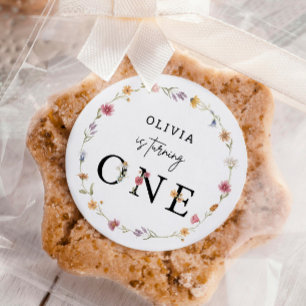 Spring Wildflower First Birthday Party Classic Round Sticker