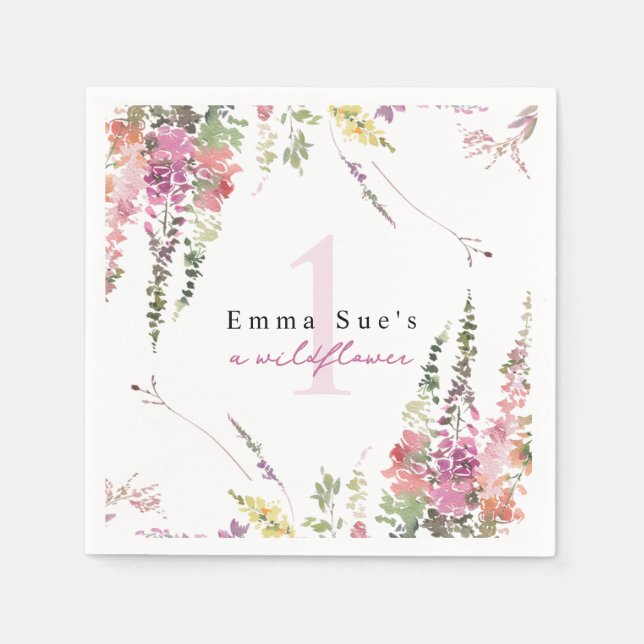 Spring Wildflower Floral Birthday Napkins (Front)