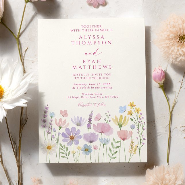 Spring Wildflower Floral Garden Wedding Invitation (Creator Uploaded)