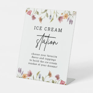 Spring Wildflower Floral Ice Cream Station Sign