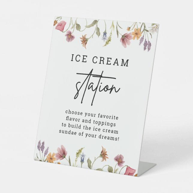 Spring Wildflower Floral Ice Cream Station Sign (Front)