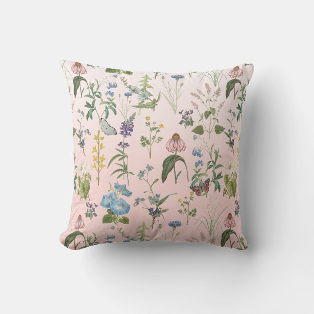 Spring Wildflower Floral Meadow Baby Girl Nursery Cushion (Front)