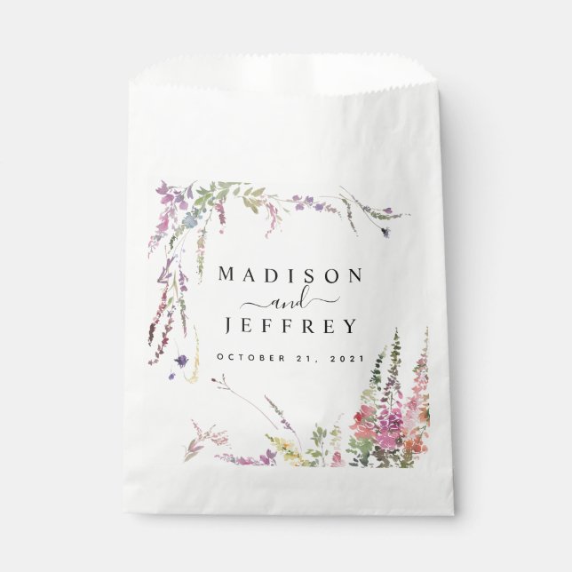 Spring Wildflower Floral Wedding  Favour Bags (Front)