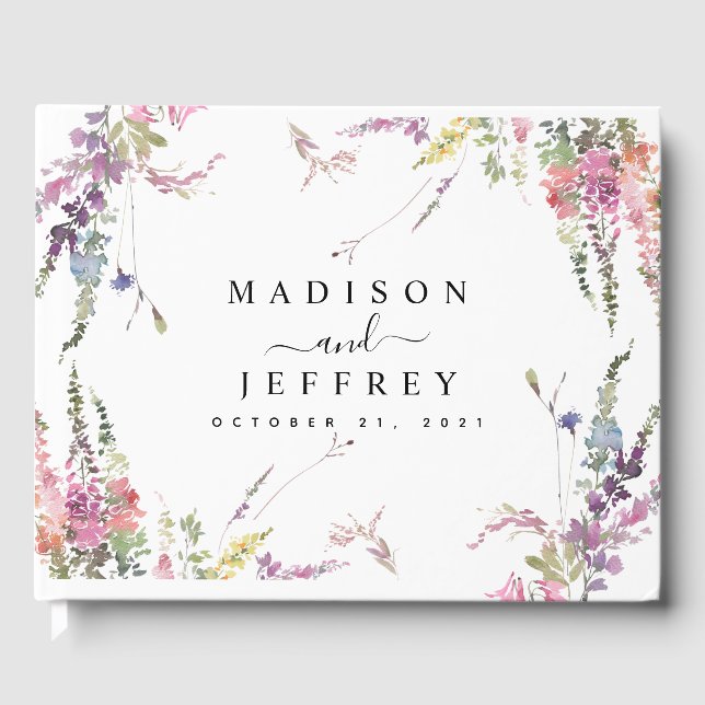 Spring Wildflower Floral Wedding Guest Book (Front)