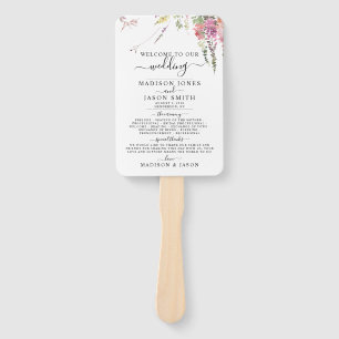 Spring Wildflower Floral Wedding Program Hand Fan