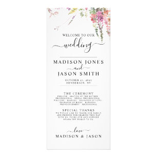 Spring Wildflower Floral Wedding Program Rack Card