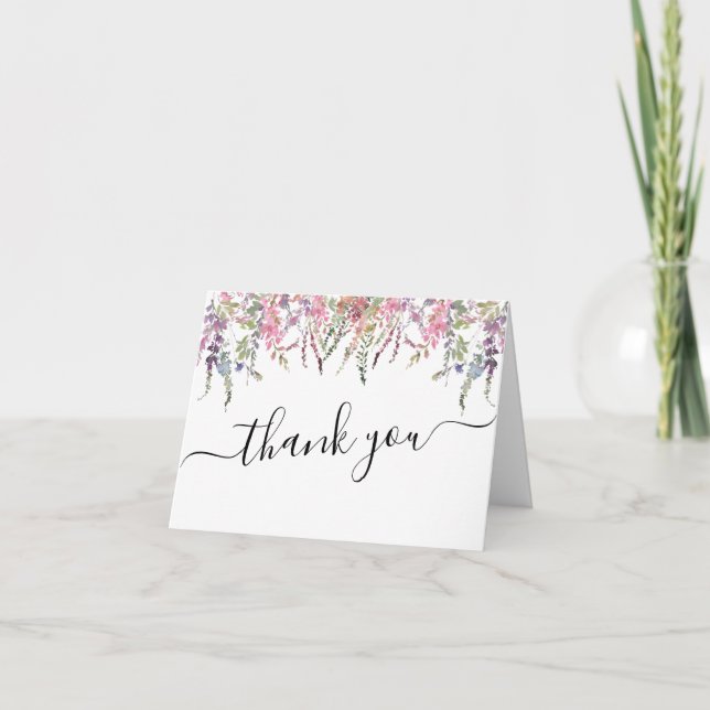 Spring Wildflower Floral Wedding Thank You Card (Front)