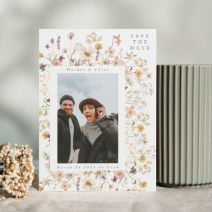 Spring Wildflower Frame Watercolor Wedding Save The Date