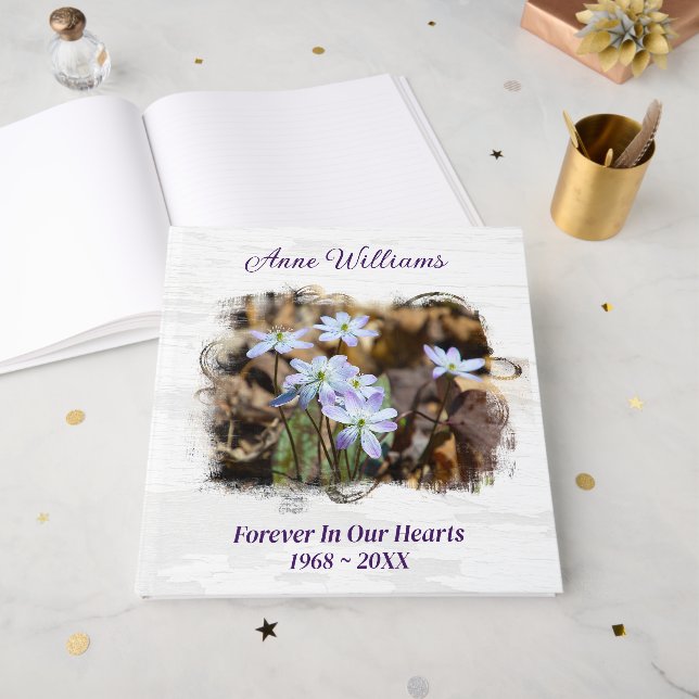 Spring Wildflower Funeral Memorial Service Guest Book (Front Open)
