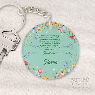 Spring Wildflower Garden Bible Verse Key Ring