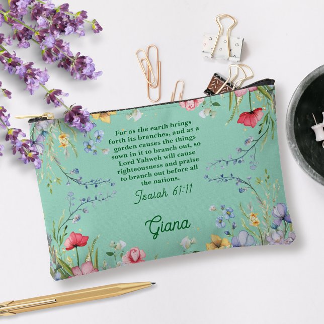 Spring Wildflower Garden Bible Verse Personalised Accessory Pouch (Creator Uploaded)
