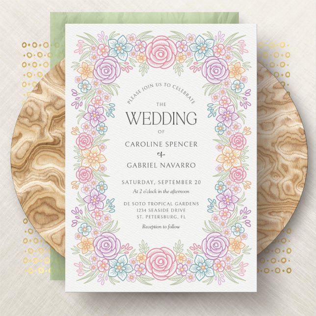 Spring Wildflower Garden Colourful Wedding Invitation (Creator Uploaded)