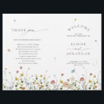 Spring Wildflower Garden Floral Minimalist Wedding<br><div class="desc">Celebrate your special day with this elegant wildflower wedding program card, featuring delicate watercolor florals and modern script typography. The soft floral border, minimalist layout, and pastel colour palette make it perfect for garden weddings, outdoor ceremonies, spring or summer celebrations, and boho or rustic themes. Fully customisable with your personal...</div>