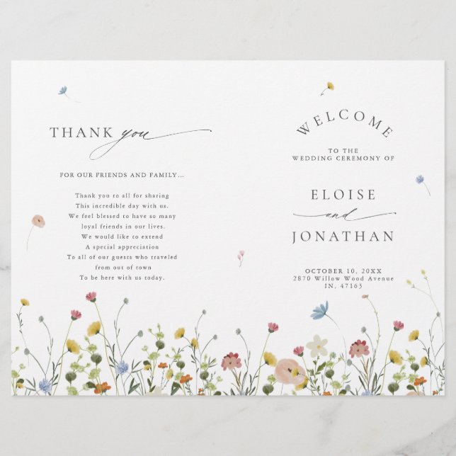 Spring Wildflower Garden Floral Minimalist Wedding (Front)