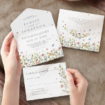 Spring Wildflower Garden Floral Minimalist Wedding All In One Invitation<br><div class="desc">Celebrate your special day with this elegant wildflower all in one wedding invitation, featuring delicate watercolor florals and modern script typography. The soft floral border, minimalist layout, and pastel colour palette make it perfect for garden weddings, outdoor ceremonies, spring or summer celebrations, and boho or rustic themes. Fully customisable with...</div>