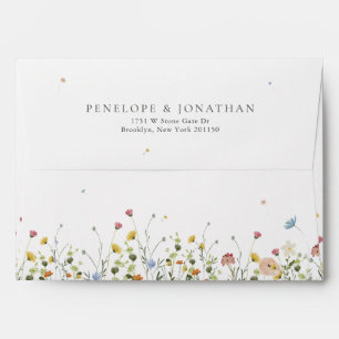 Spring Wildflower Garden Floral Minimalist Wedding Envelope