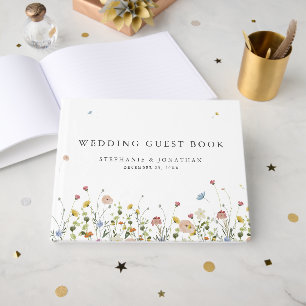 Spring Wildflower Garden Floral Minimalist Wedding Guest Book