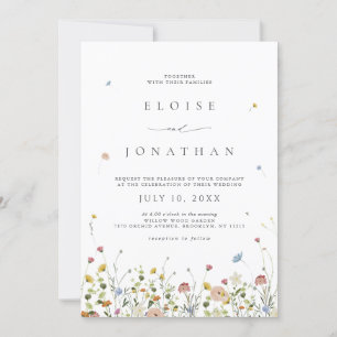 Spring Wildflower Garden Floral Minimalist Wedding Invitation