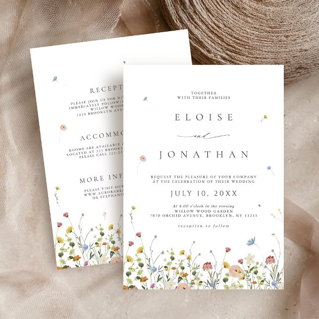 Spring Wildflower Garden Floral Minimalist Wedding Invitation (Spring Wildflower Garden Floral Minimalist Wedding Invitation)