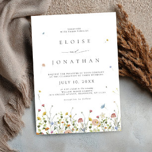 Spring Wildflower Garden Floral Minimalist Wedding Invitation