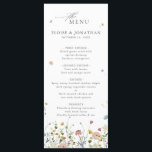 Spring Wildflower Garden Floral Minimalist Wedding Menu<br><div class="desc">Celebrate your special day with this elegant wildflower wedding menu, featuring delicate watercolor florals and modern script typography. The soft floral border, minimalist layout, and pastel colour palette make it perfect for garden weddings, outdoor ceremonies, spring or summer celebrations, and boho or rustic themes. Fully customisable with your personal details....</div>