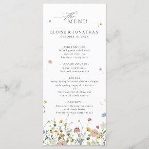 Spring Wildflower Garden Floral Minimalist Wedding Menu