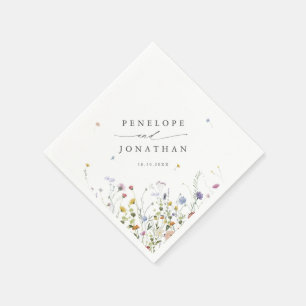 Spring Wildflower Garden Floral Minimalist Wedding Napkin